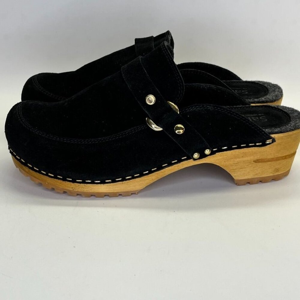 Sanita Women's Lissy Clog Size 42 in Black Open Back Wood Sole Slip Resistant - Picture 5 of 16